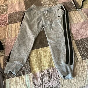 PINK Victoria's Secret Gray Joggers with Black Accents
